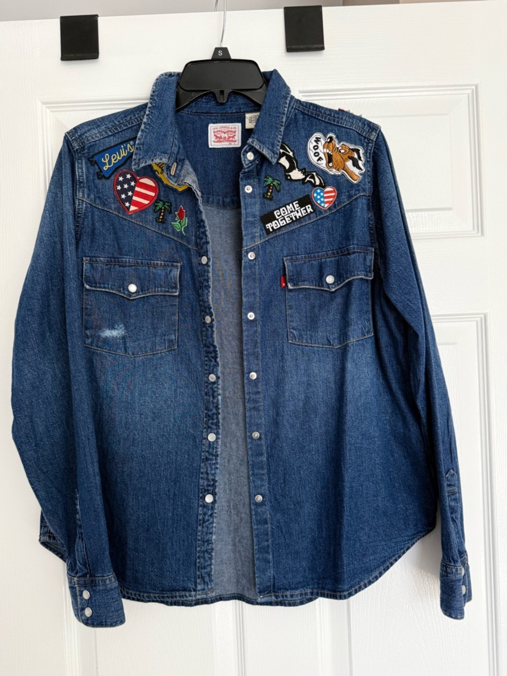 Levi's Dark Blue Denim Patchwork Western Shirt